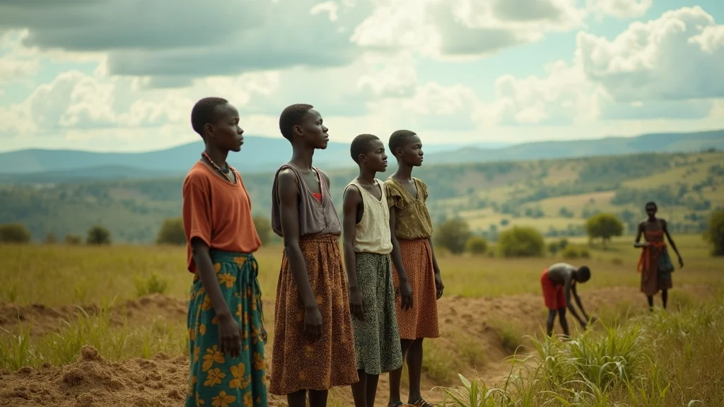 Impactful rural Kenyan landscape — Smallholder farmers working in a patchwork of farmland, reflecting the impact of land reform policy Kenya