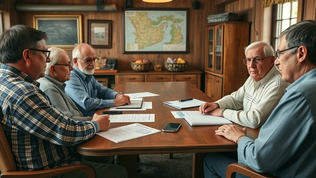 Community bank board members concerned about agricultural lending risk, reviewing agricultural loan documents
