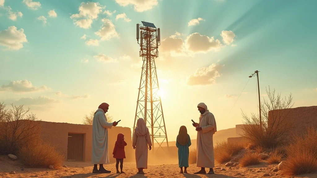 Rural cellular mast enabling embedded finance agriculture 2026 access in Middle East farming settlement