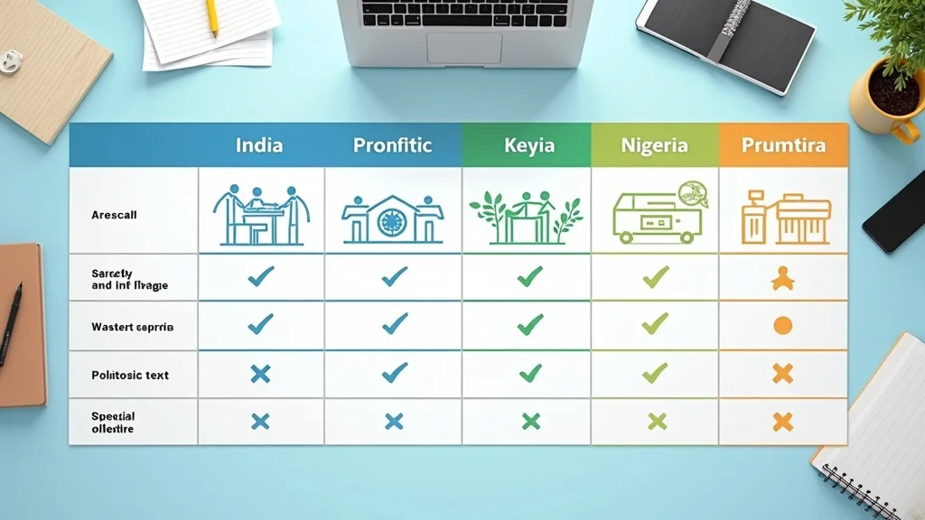 Comparison table visual for digital financial identity smallholder farmers platforms in India, Kenya, and Nigeria.