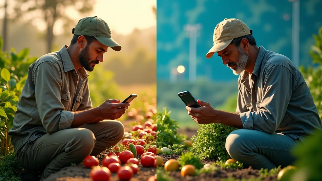 comparison between smallholder farmers using mobile blockchain apps in developing areas and high-tech agriculture in developed markets