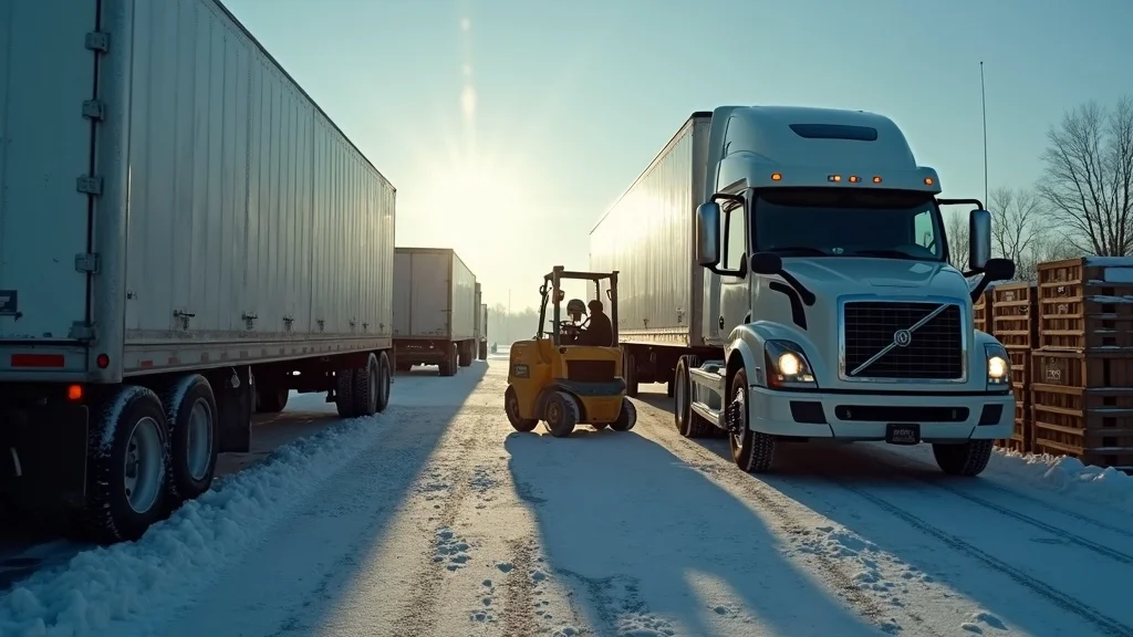 cold chain transportation with climate-controlled trailers and drivers loading perishable produce