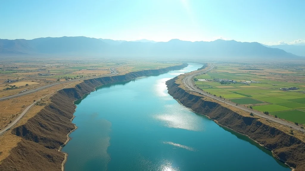 Aerial view of Colorado River agriculture canals and fields illustrating water rights agriculture policy challenges
