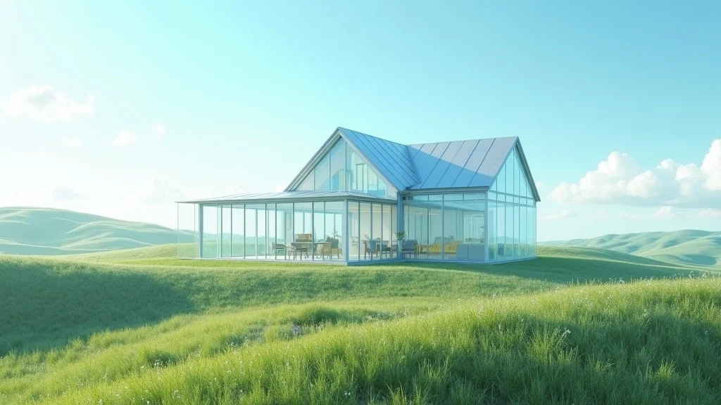 A glass farmhouse symbolizing transparency and trust through privacy policies in agricultural data policy privacy.