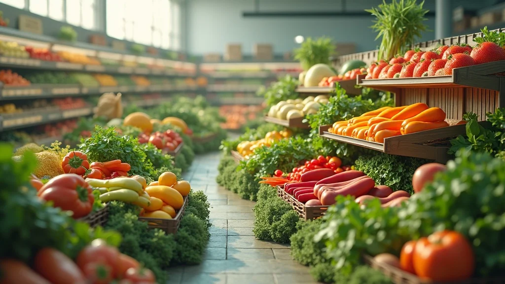 blockchain process cutaway from farm to retail in the food supply chain with digital blockchain links