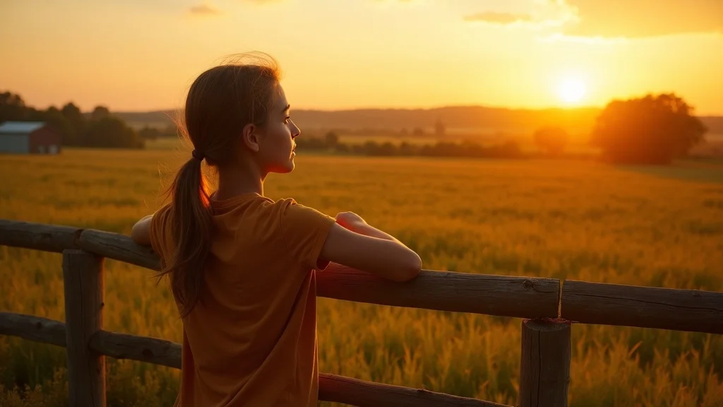 Thoughtful young person overlooking farmland, considering a future in agriculture and youth agriculture policy incentives